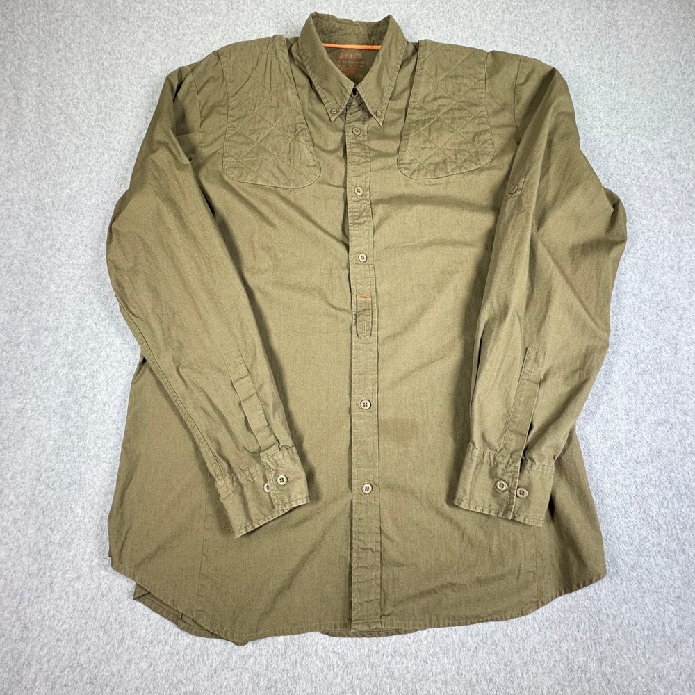 Beretta Shirt Mens 3XL Green‎ Canvas Quilted Shooting Hunting Button Up Fishing